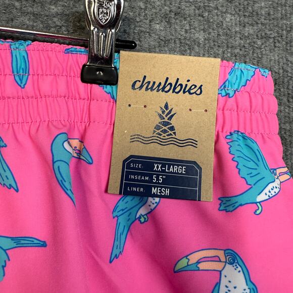 New Chubbies Mens Sz XXL Classic 5.5" Swim Trunks Pink Toucan Do Its Mesh Liner - Picture 5 of 9